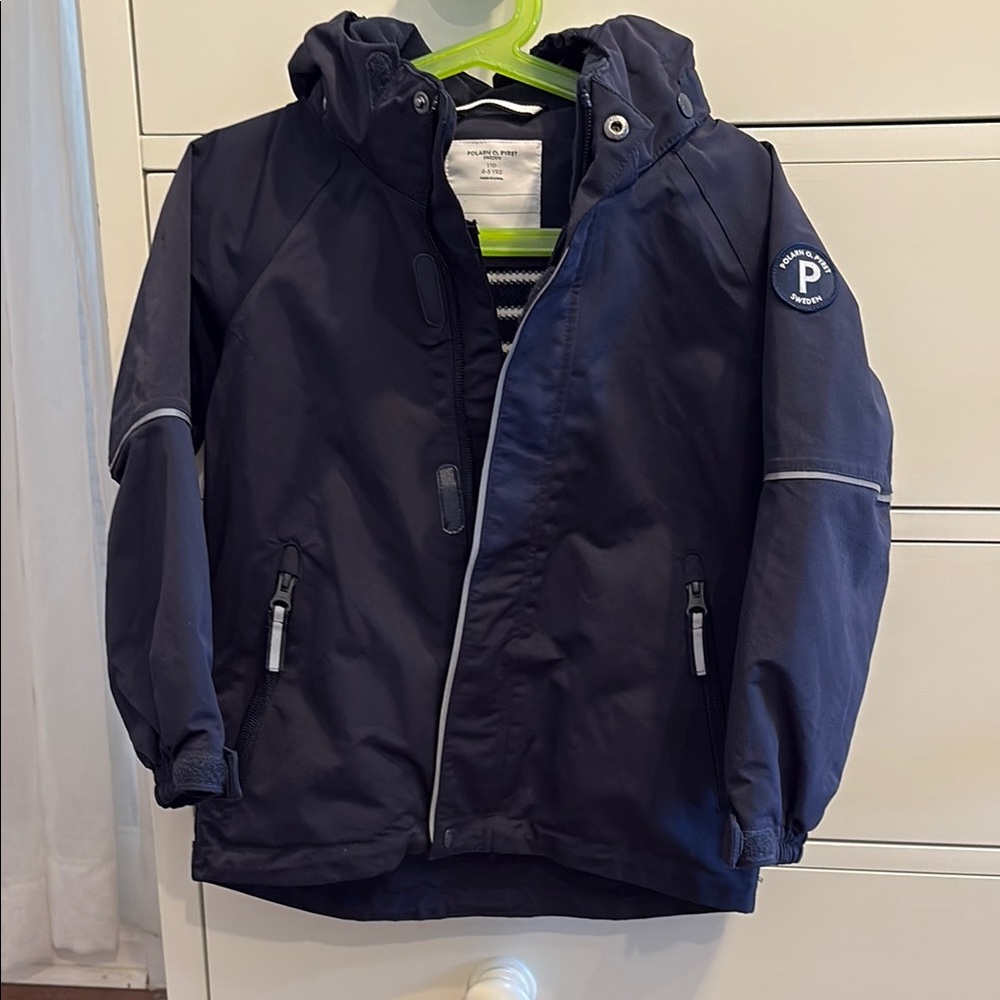 Polarn O. Pyret Navy Kids Rain Jacket with Hood